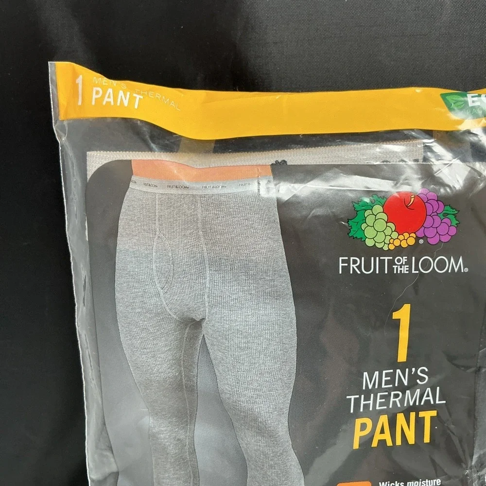 Fruit of The Loom‎ Men's Black Thermal  Long Johns Pants Size Large